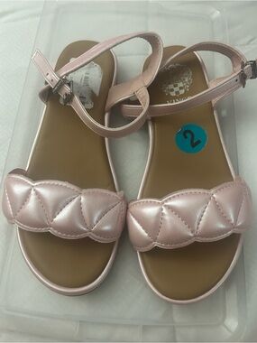 Vince Metallic Blush Pink Quilted Strap Sandals